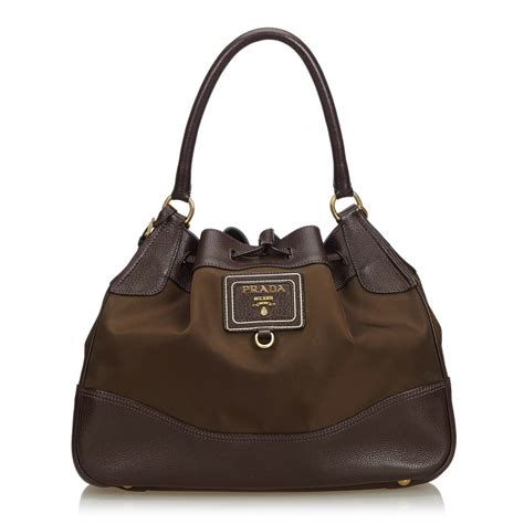 prada brown leather briefcase|Prada nylon tote bag price.